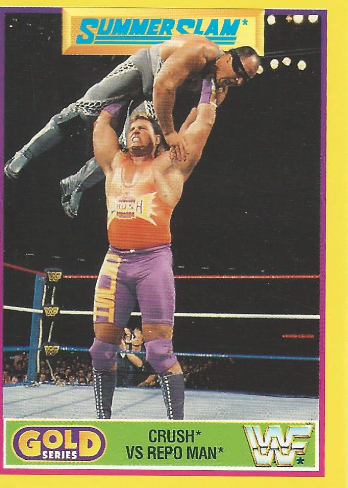 WWF Merlin Gold Series 2 1992 Trading Cards Crush vs Repo Man No.15