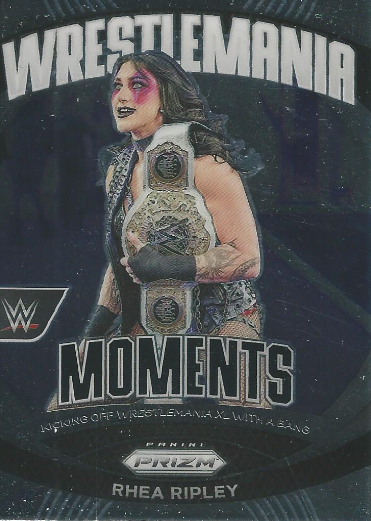 WWE Panini Prizm 2024 Trading Cards Wrestlemania Moments Rhea Ripley No.1