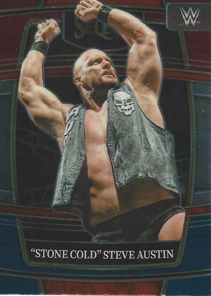 WWE Panini Select Trading Cards 2022 Red/Silver/Blue Stone Cold Steve Austin No.55