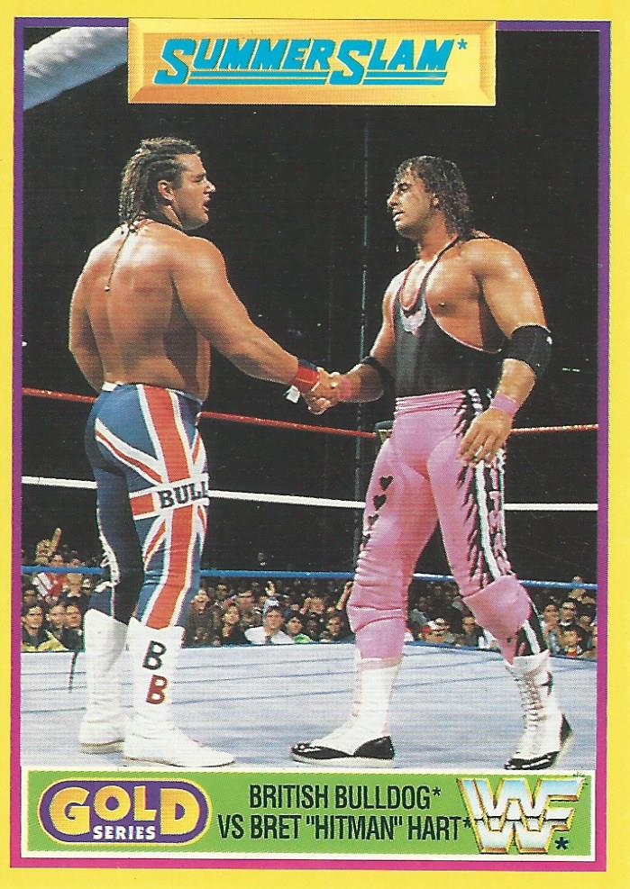 WWF Merlin Gold Series 2 1992 Trading Cards Bret Hart vs British Bulldog No.7