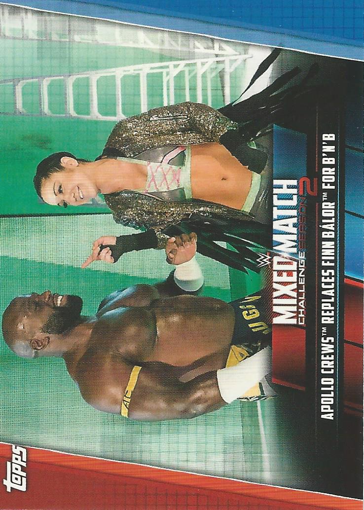 WWE Topps Women Division 2019 Trading Cards Bayley and Apollo Crews MMC-22