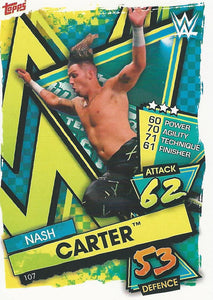 WWE Topps Slam Attax 2021 Trading Card Nash Carter No.107 Rookie