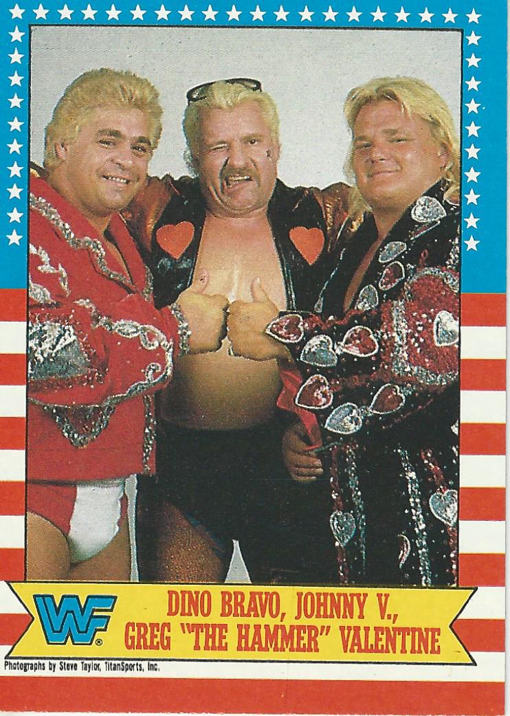 Topps WWF Wrestling Cards 1987 Dino Bravo Johnny V and Greg Valentine No.12