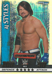 WWE Topps Slam Attax 10th Edition Trading Card 2017 Champion AJ Styles No.12