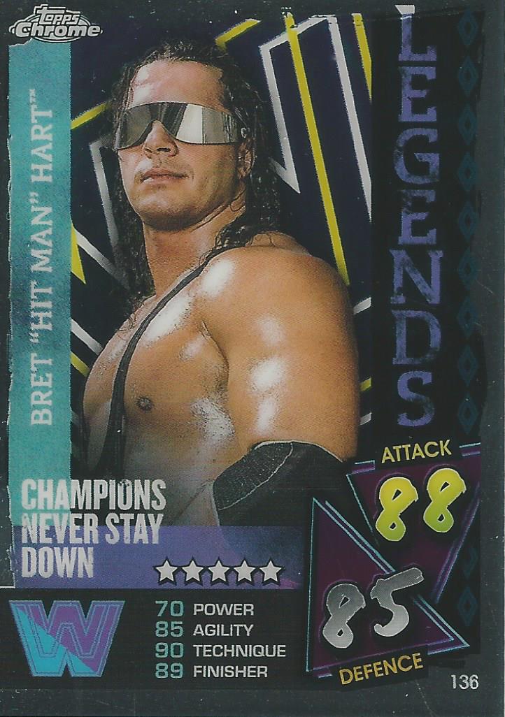 WWE Topps Slam Attax Chrome 2021 Trading Cards Bret Hart No.136