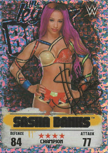 WWE Topps Slam Attax Takeover 2016 Trading Card Sasha Banks Gold Champion No.13