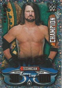 WWE Topps Slam Attax Live 2018 Trading Card AJ Styles Champion No.13