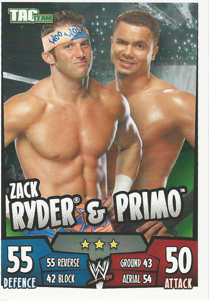 WWE Topps Slam Attax Rumble 2011 Trading Card Zack Ryder and Primo No.143