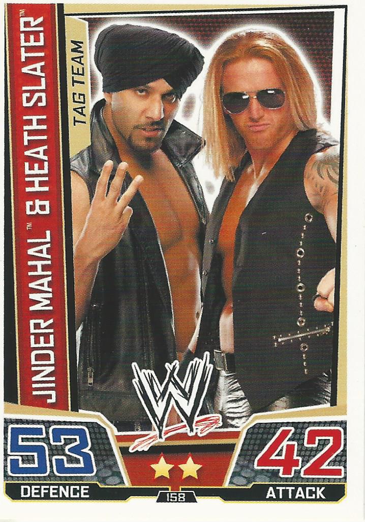 WWE Slam Attax Superstars 2013 Trading Card Jinder Mahal and Heath Slater No.158