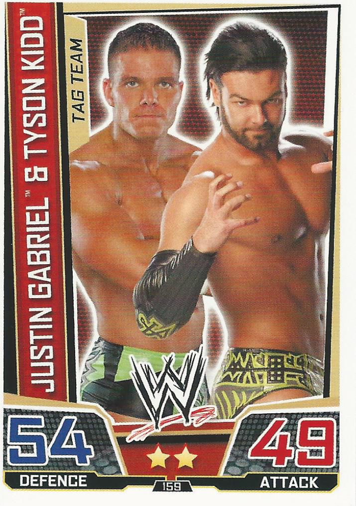 WWE Slam Attax Superstars 2013 Trading Card Tyson Kidd and Justin Gabriel No.159