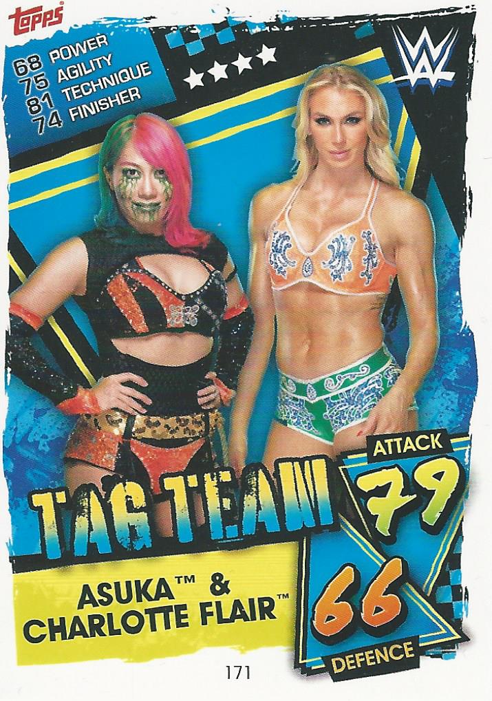 WWE Topps Slam Attax 2021 Trading Card Asuka and Charlotte Flair No.171