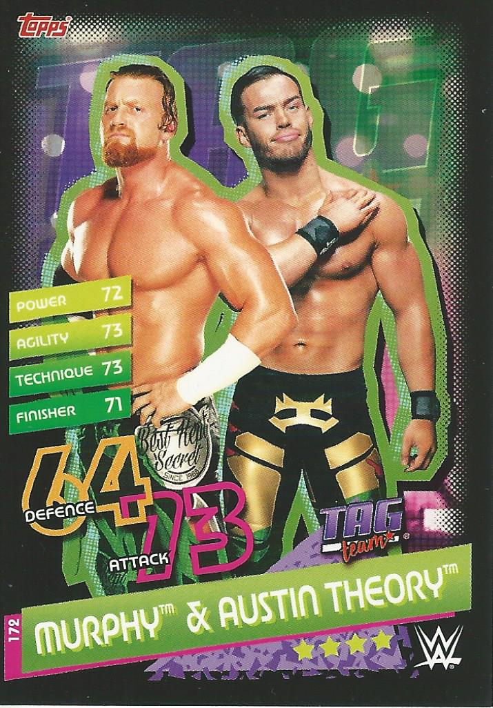 WWE Topps Slam Attax Reloaded 2020 Trading Card Murphy & Austin Theory No.172