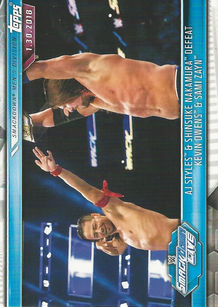 WWE Topps Champions 2019 Trading Cards AJ Styles and Shinsuke Nakamura No.86