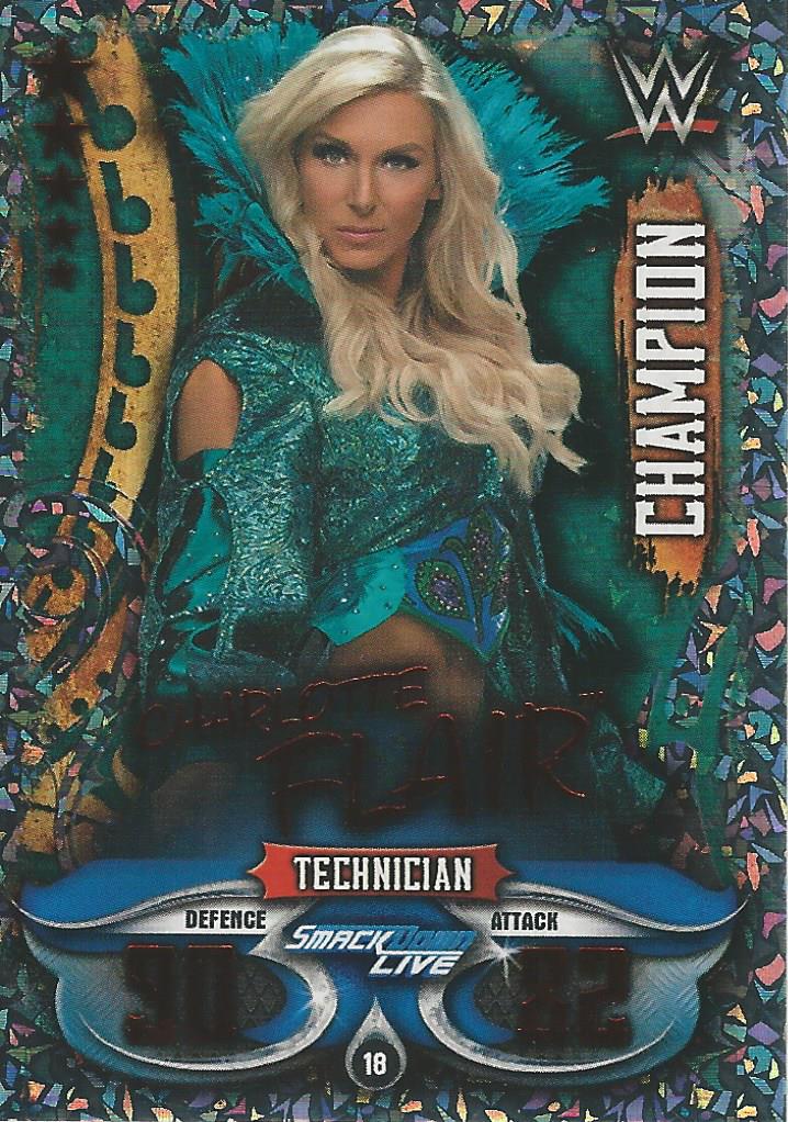 WWE Topps Slam Attax Live 2018 Trading Card Charlotte Flair Champion No.18