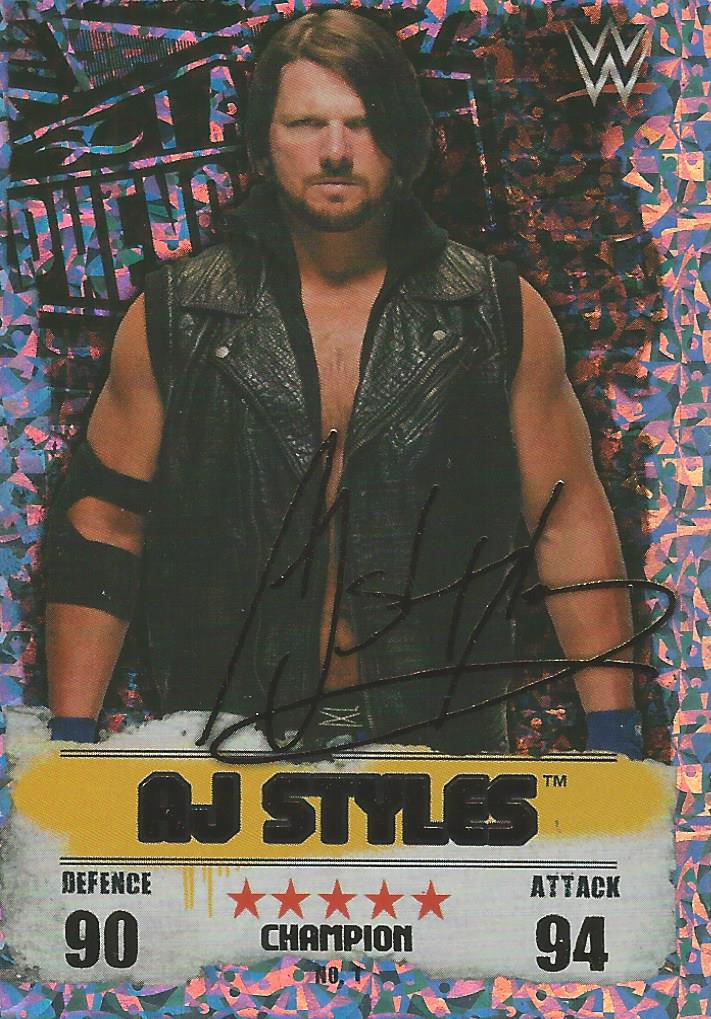 WWE Topps Slam Attax Takeover 2016 Trading Card AJ Styles Gold Champion No.1