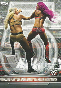 WWE Topps Women Division 2021 Trading Card Charlotte Flair vs Sasha Banks RC-2