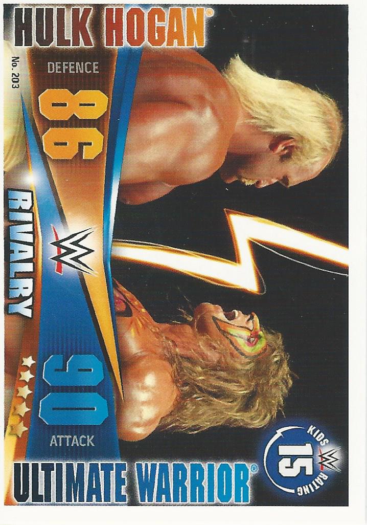 WWE Topps Slam Attax Rivals 2014 Trading Card Hulk Hogan vs Ultimate Warrior No.203