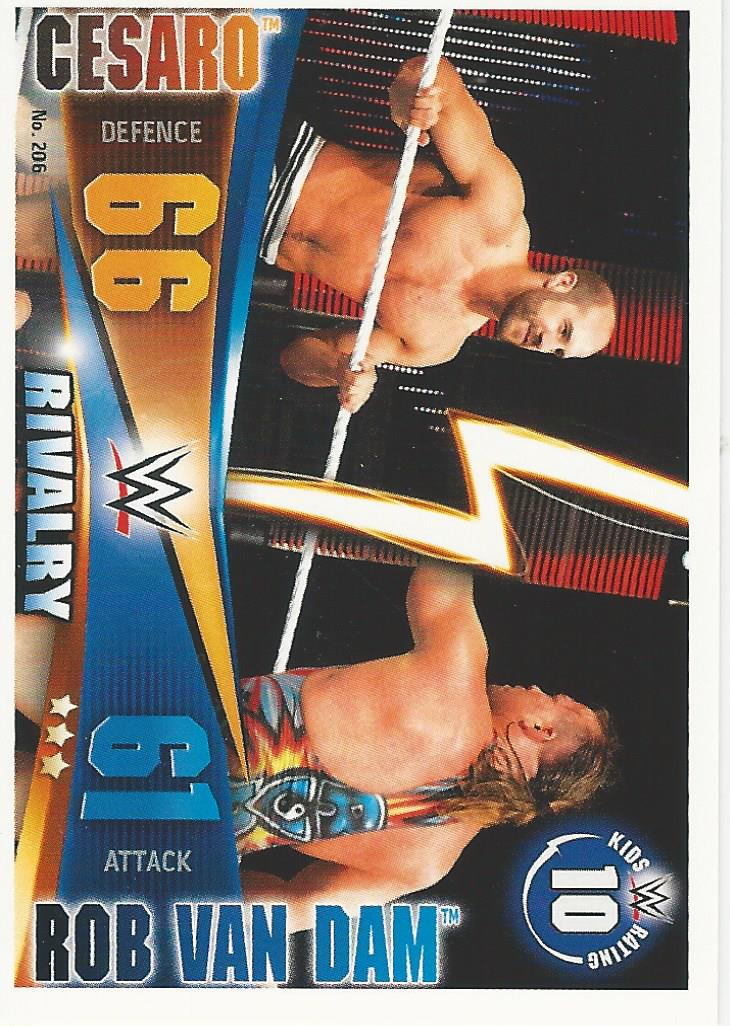 WWE Topps Slam Attax Rivals 2014 Trading Card Cesaro vs Rob Van Dam No.206