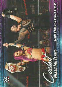 WWE Topps 2021 Trading Cards Sasha Banks and Roman Reigns MT-4