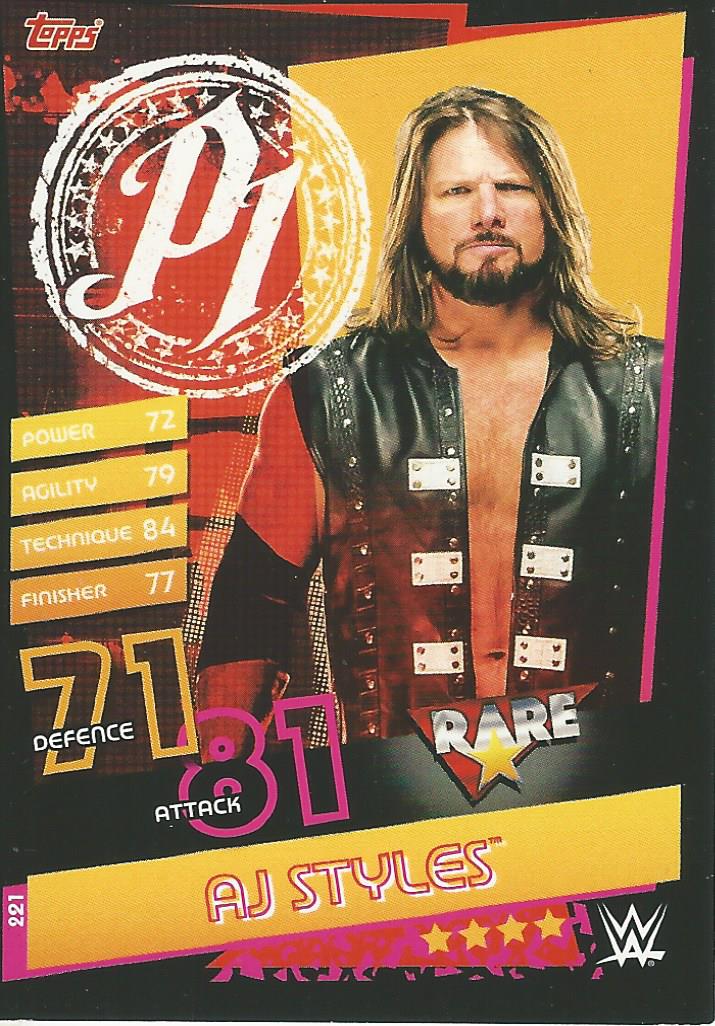 WWE Topps Slam Attax Reloaded 2020 Trading Card AJ Styles No.221