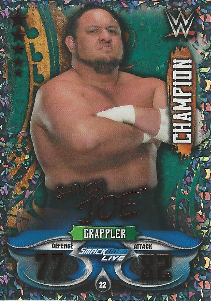 WWE Topps Slam Attax Live 2018 Trading Card Samoa Joe Champion No.22