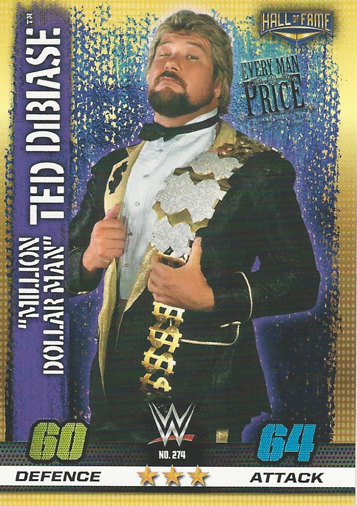 WWE Topps Slam Attax 10th Edition Trading Card 2017 Million Dollar Man Ted Dibiase N0.274