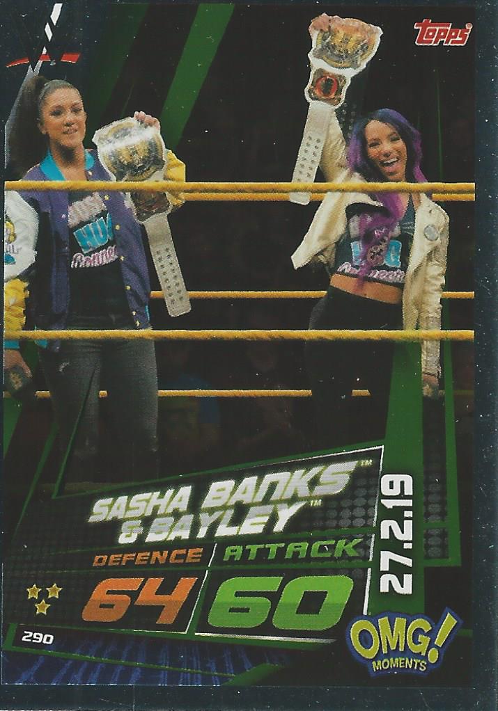 WWE Topps Slam Attax Universe 2019 Trading Card Sasha Banks and Bayley No.290