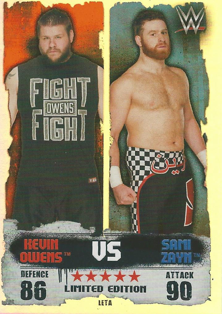 WWE Topps Slam Attax Takeover 2016 Trading Card Kevin Owens vs Sami Zayn LETA Limited Edition