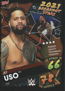 WWE Topps Slam Attax 2021 Trading Card Jey Uso No.306