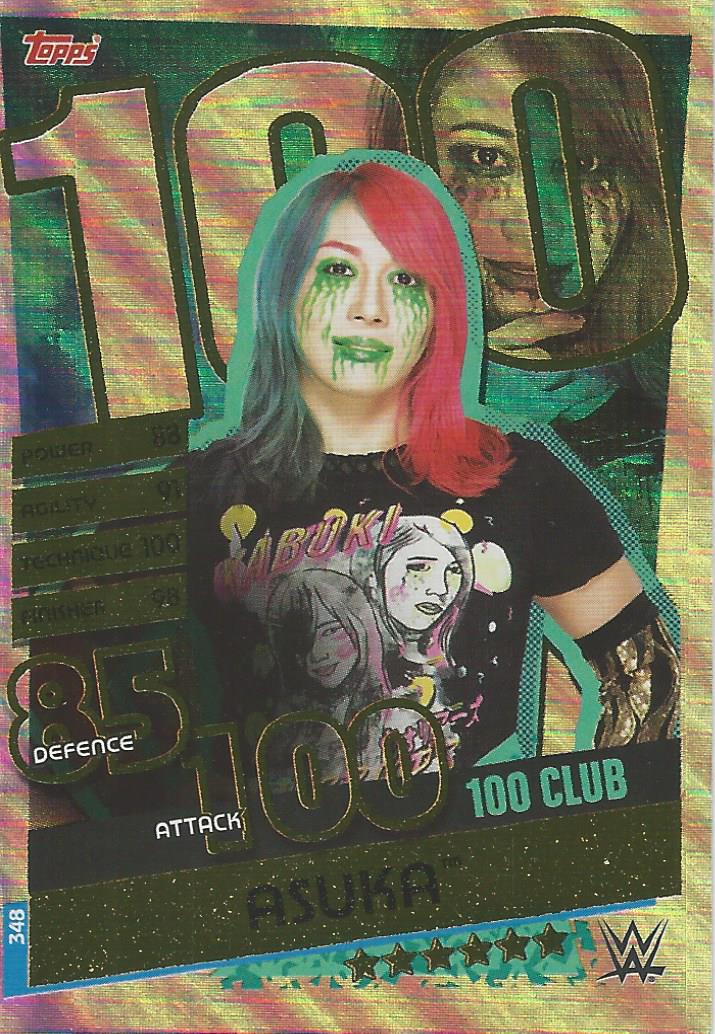 WWE Topps Slam Attax Reloaded 2020 Trading Card Asuka 100 Club No.348