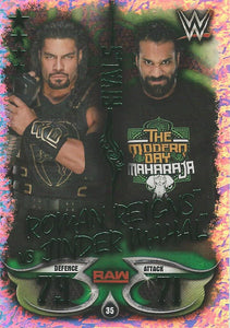 WWE Topps Slam Attax Live 2018 Trading Card Roman Reigns vs Jinder Mahal No.35