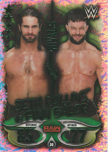 WWE Topps Slam Attax Live 2018 Trading Card Seth Rollins vs Finn Balor No.36