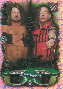 WWE Topps Slam Attax Live 2018 Trading Card AJ Styles vs Shinsuke Nakamura No.37