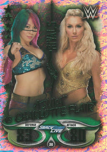 WWE Topps Slam Attax Live 2018 Trading Card Asuka vs Charlotte Flair No.38