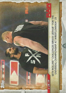 WWE Topps Road to Wrestlemania 2020 Trading Cards Brock Lesnar and Seth Rollins No.40