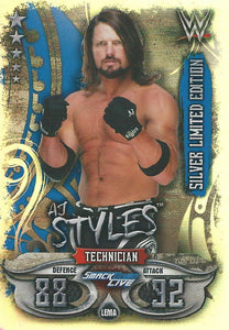WWE Topps Slam Attax Live 2018 Trading Cards AJ Styles Limited Edition Silver LEMA