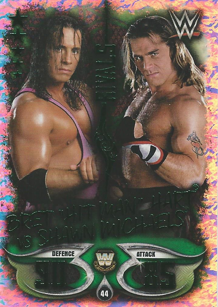 WWE Topps Slam Attax Live 2018 Trading Card Bret Hitman Hart vs Shawn Michaels No.44