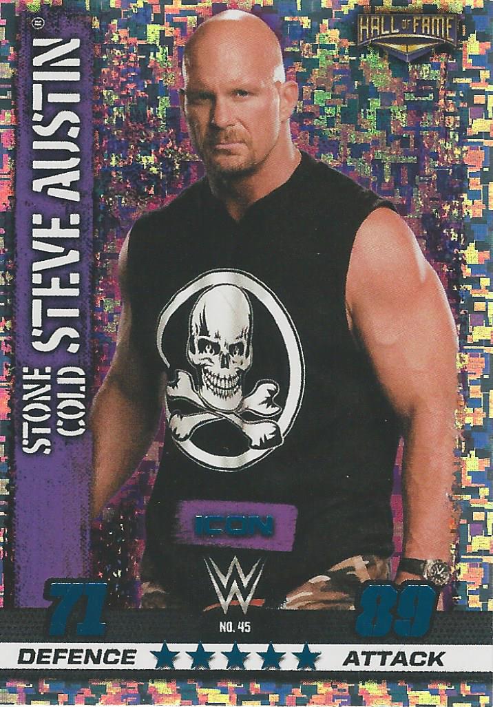 WWE Topps Slam Attax 10th Edition Trading Card 2017 Stone Cold Steve Austin Hall of Fame No.45