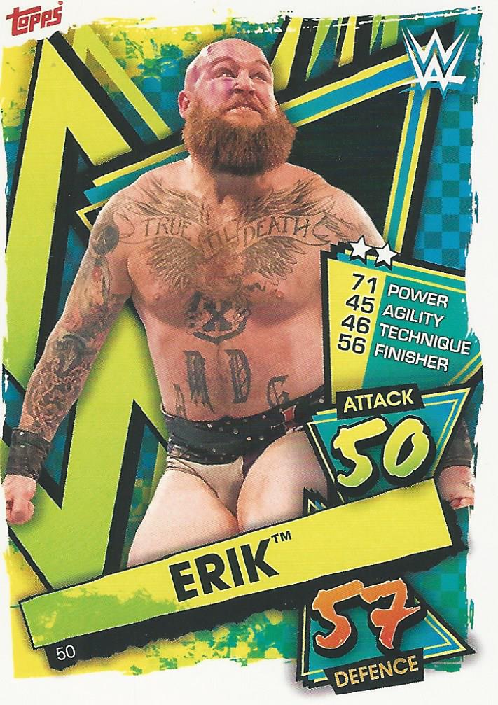 WWE Topps Slam Attax 2021 Trading Card Erik No.50