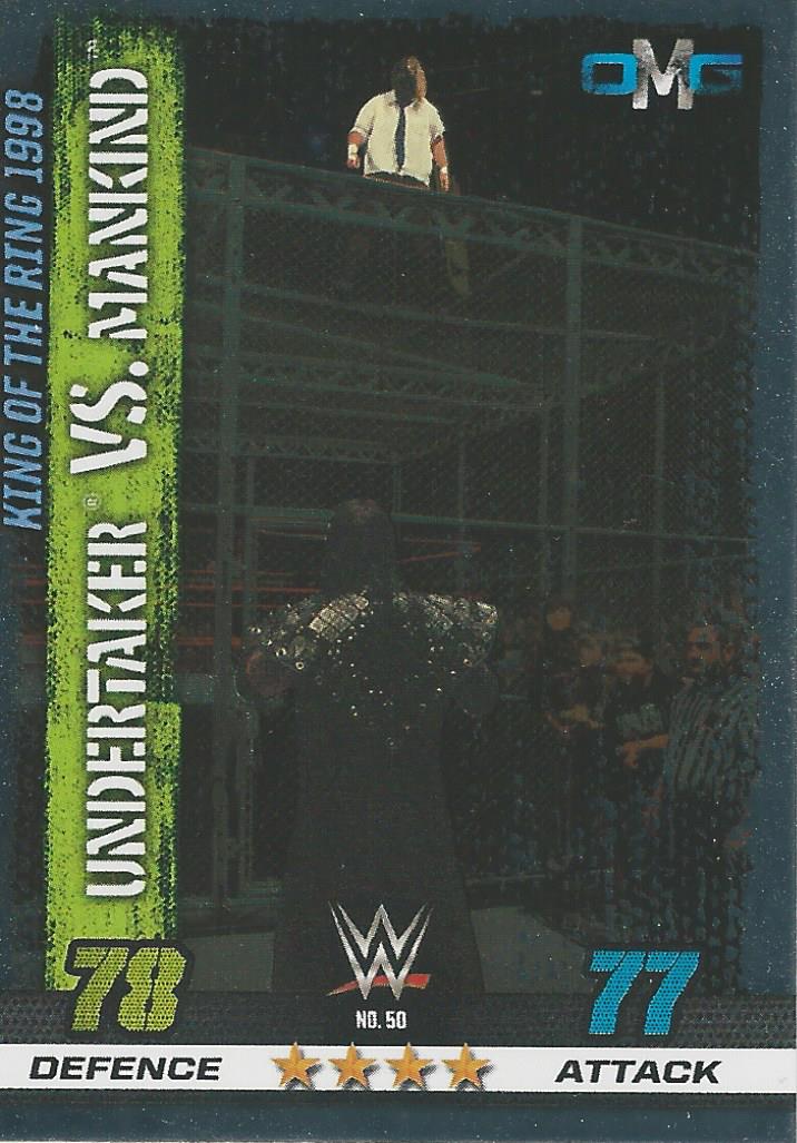 WWE Topps Slam Attax 10th Edition Trading Card 2017 OMG Undertaker vs Mankind No.50