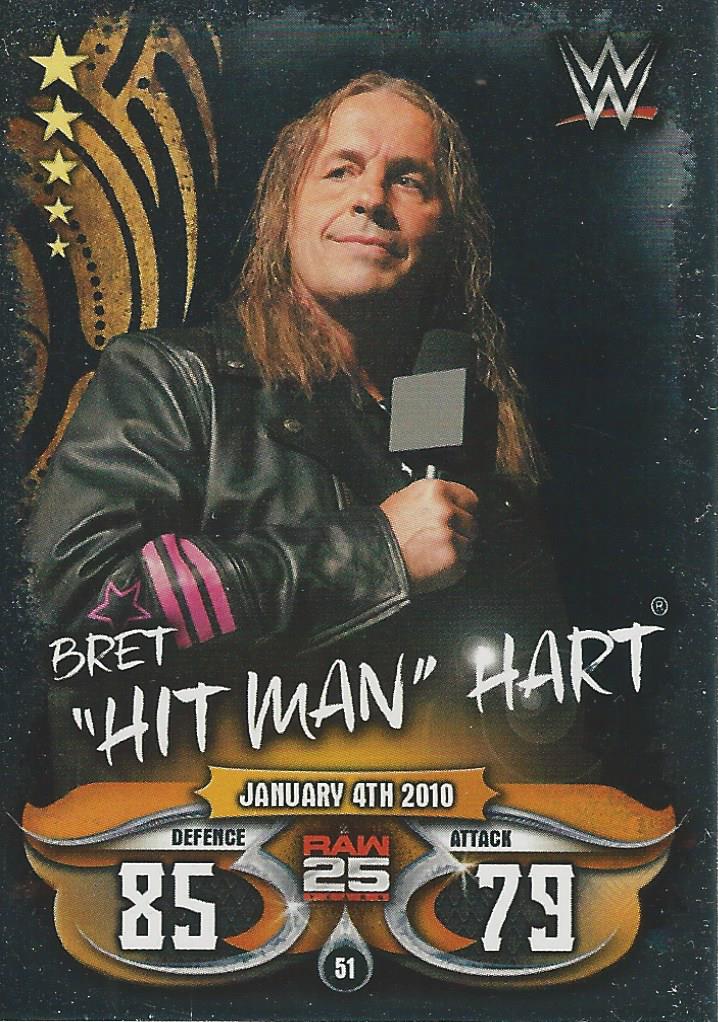 WWE Topps Slam Attax Live 2018 Trading Card Bret Hitman Hart No.51