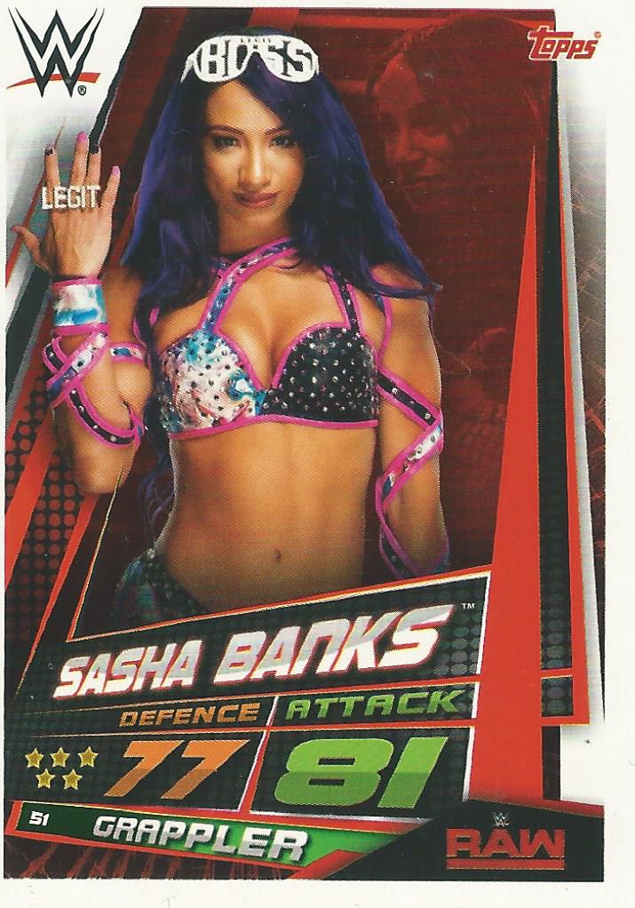 WWE Topps Slam Attax Universe 2019 Trading Card Sasha Banks No.51