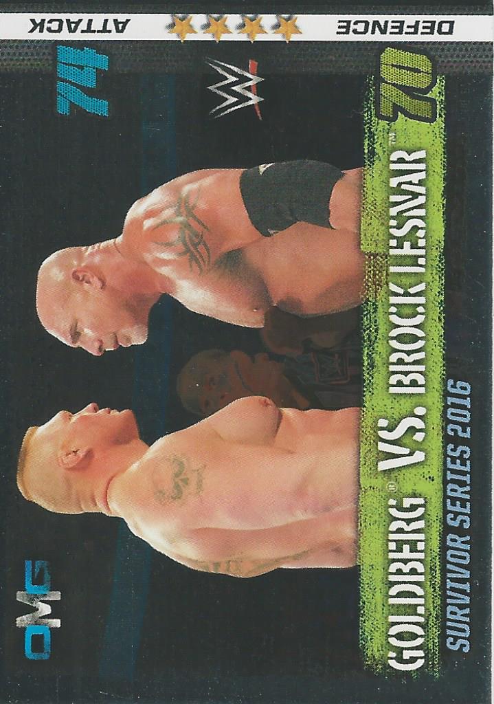 WWE Topps Slam Attax 10th Edition Trading Card 2017 Goldberg vs Brock Lesnar No.60