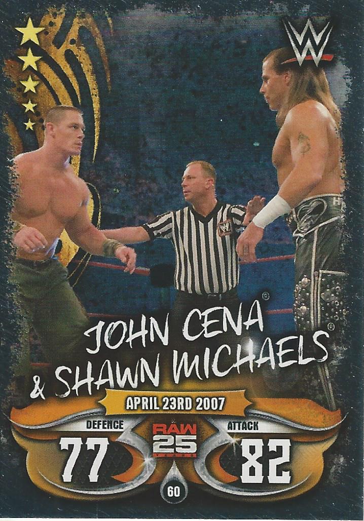 WWE Topps Slam Attax Live 2018 Trading Card John Cena vs Shawn Michaels No.60