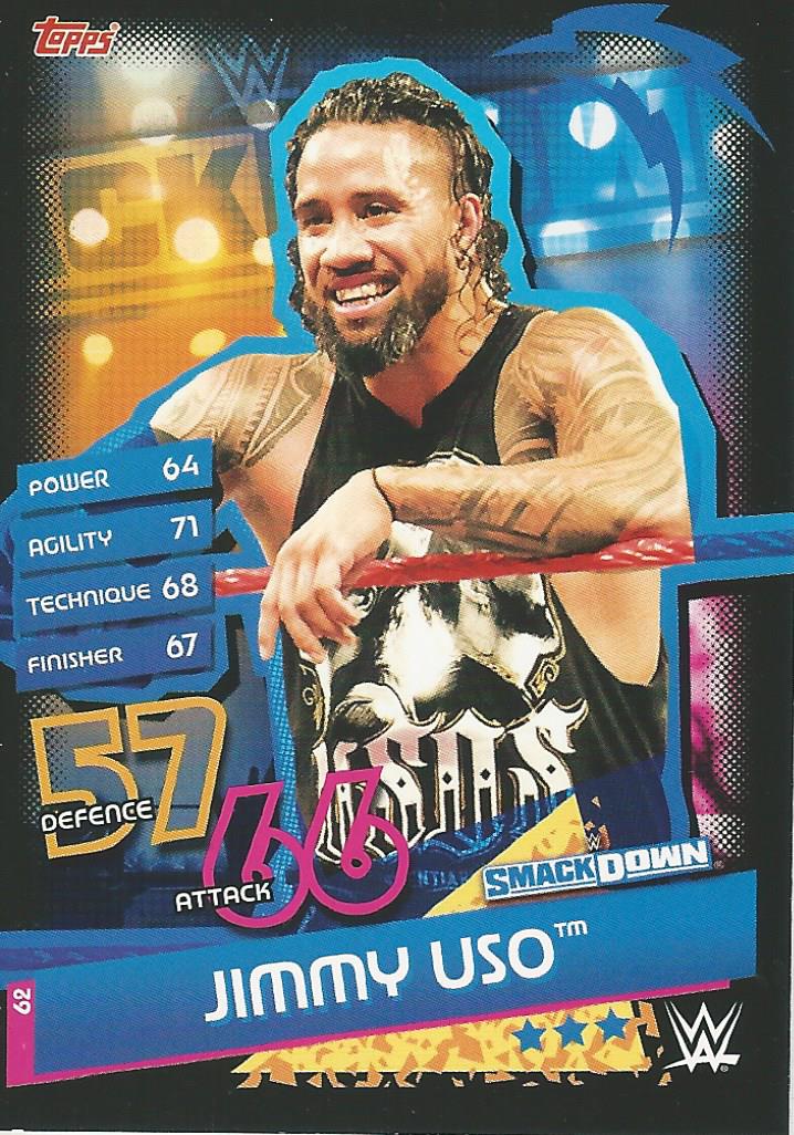 WWE Topps Slam Attax Reloaded 2020 Trading Card Jimmy Uso No.62