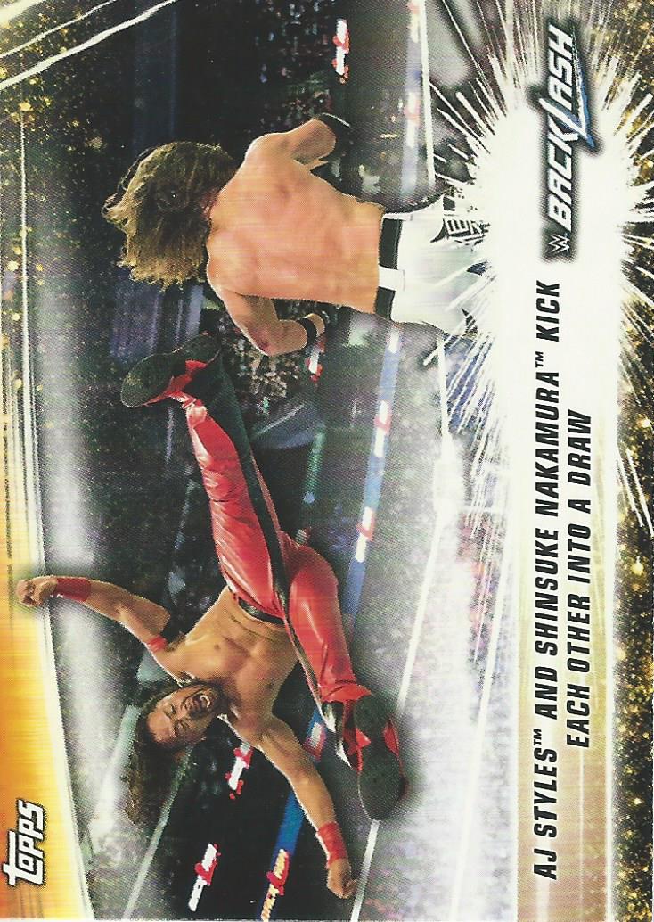 WWE Topps Summerslam 2019 Trading Card AJ Styles vs Shinsuke Nakamura No.63