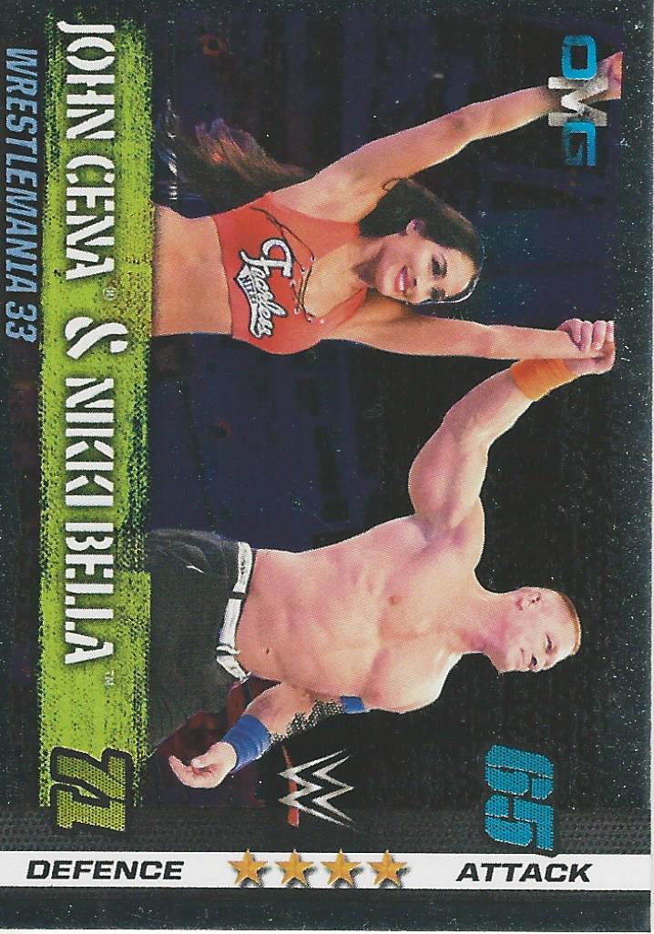 WWE Topps Slam Attax 10th Edition Trading Card 2017 John Cena and Nikki Bella No.74