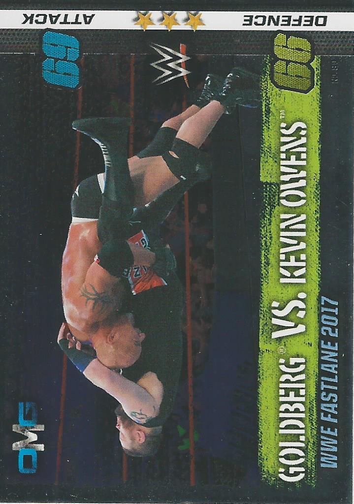 WWE Topps Slam Attax 10th Edition Trading Card 2017 Goldberg vs Kevin Owens No.80