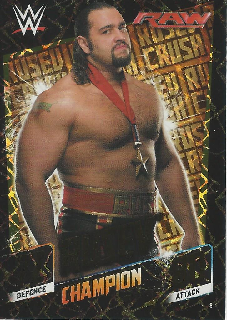 WWE Topps Slam Attax 2015 Then Now Forever Trading Card Rusev Champion No.8