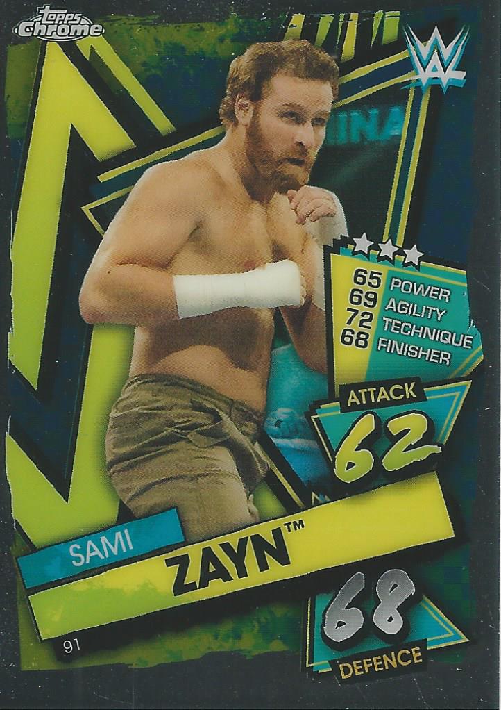 WWE Topps Slam Attax Chrome 2021 Trading Cards Sami Zayn No.91